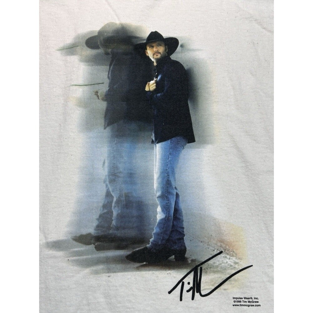 Vintage 90s Tim McGraw T-Shirt Country Music Band  Cream Men’s L Delta Tag 1999